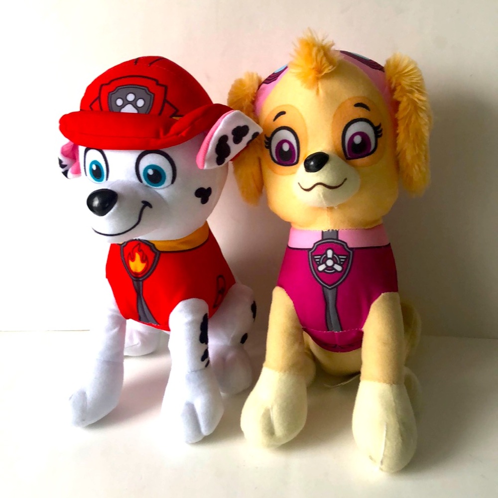 NICKELODEON PAW PATROL  SKY AND MARSHAL PLUSH STUFFED  TOYS